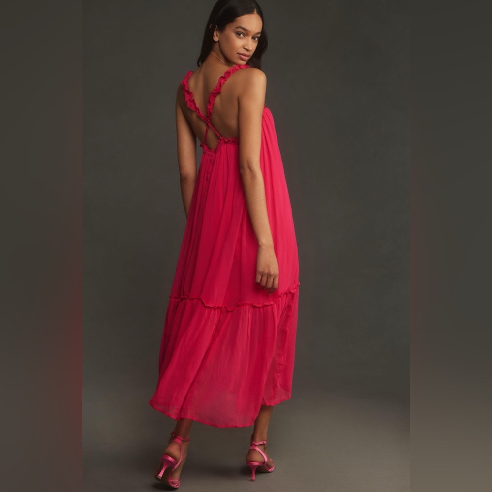✨ Anthropologie Sleeveless Chiffon Midi Dress XL - Picture 3 of 4